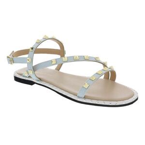 Ventutto Blue Riveted Embellished Strappy Sandals